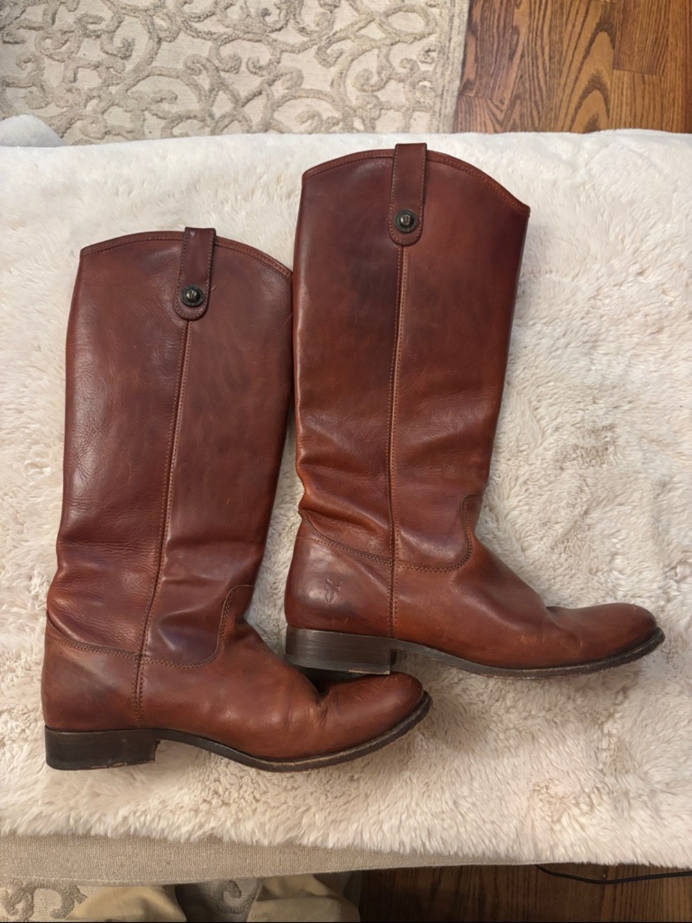 Frye Brown Leather Mid-Calf Heeled Riding Boots